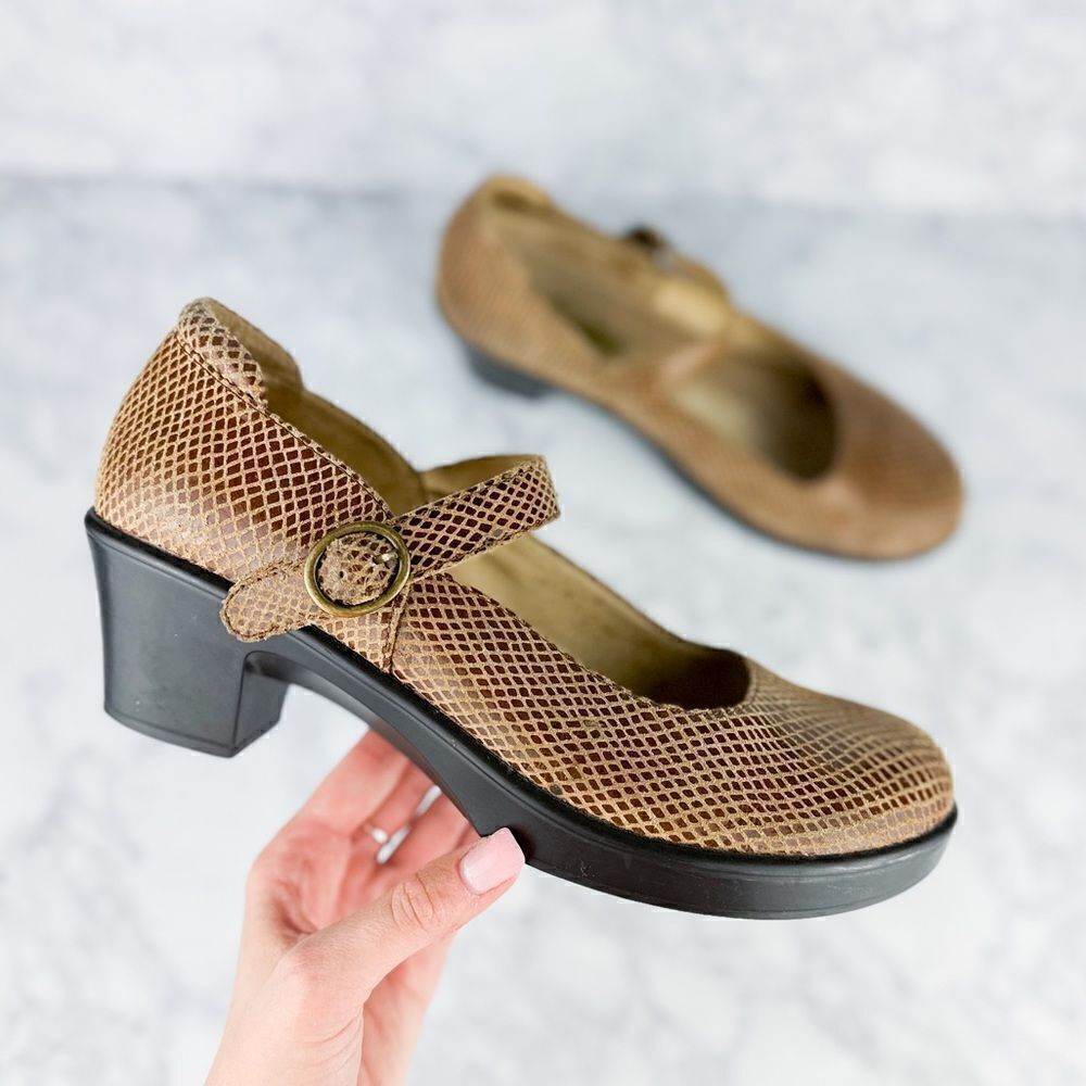 Alegria HAR-722 Harper Burnished Brown Snake Leather Mary Jane Shoes Sz US 9